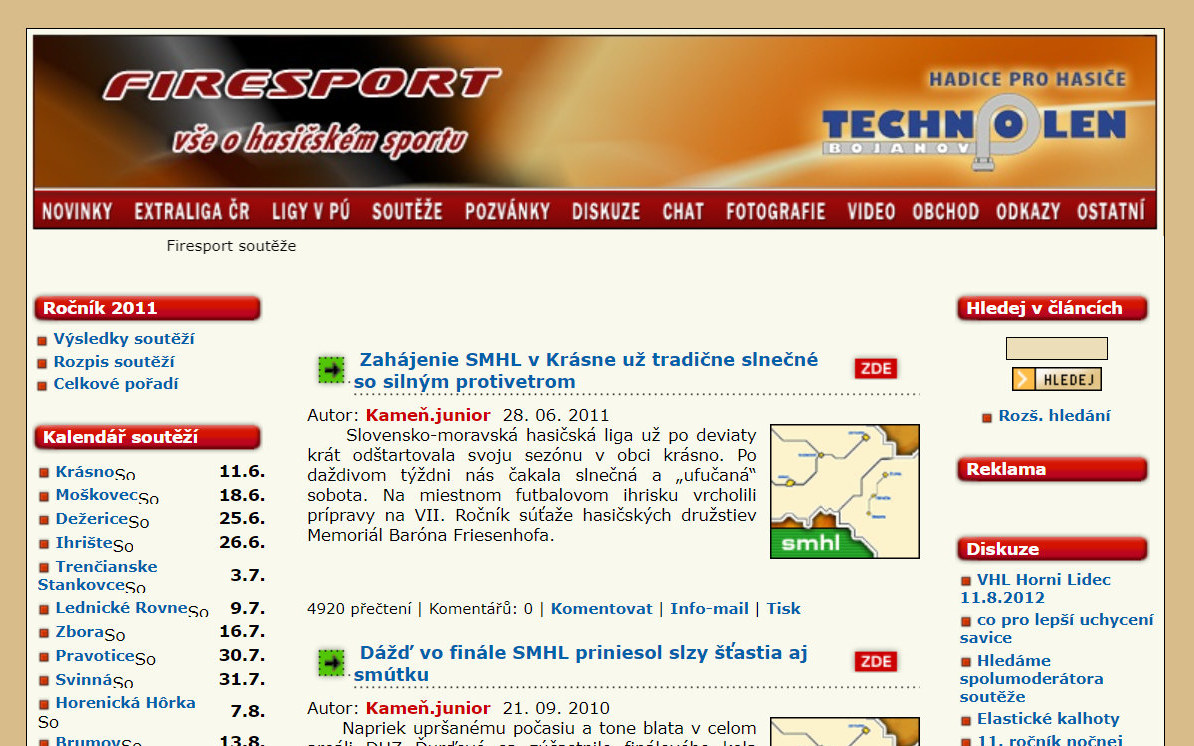 Portál firesport.cz z roku 2003